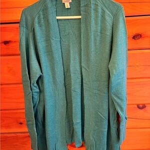 L.L. Bean Teal Open-Front Cardigan Sweater